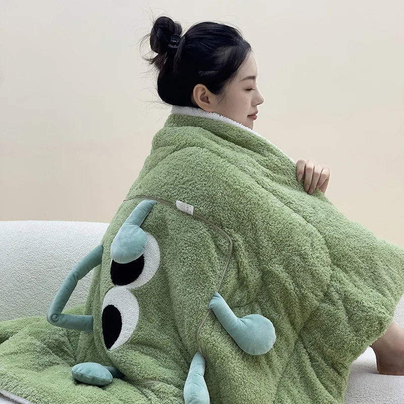 Maliben | Cute Monster Portable Soft Throw Pillow Blanket