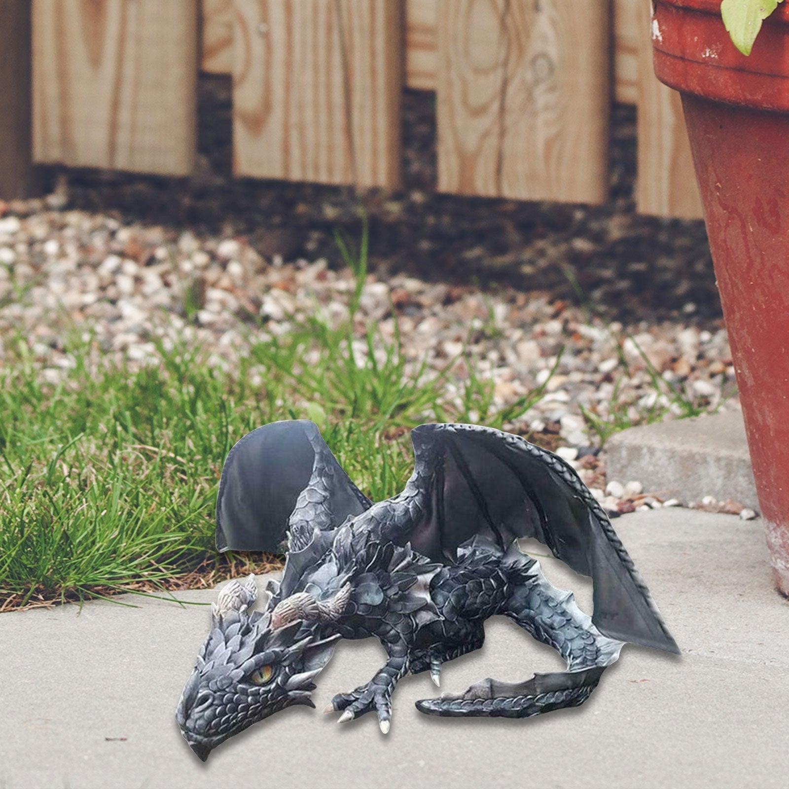 Maliben | Crouching Dragon Guardian Statue: Gothic Outdoor Decoration
