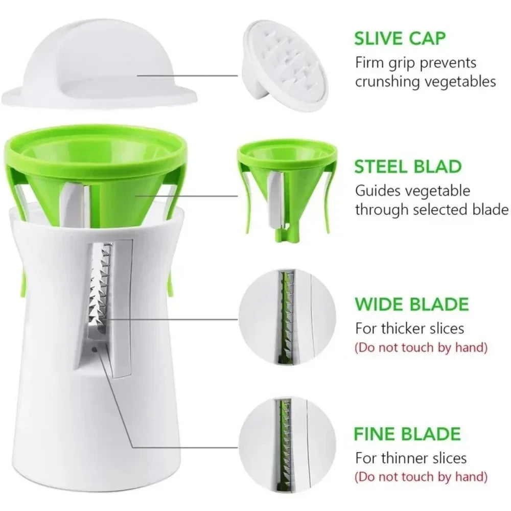 Maliben | Veggitwist Spiral Cutter | For Vegetables & Cheese | Manual & Compact | Stainless Steel & Bpa-Free Plastic