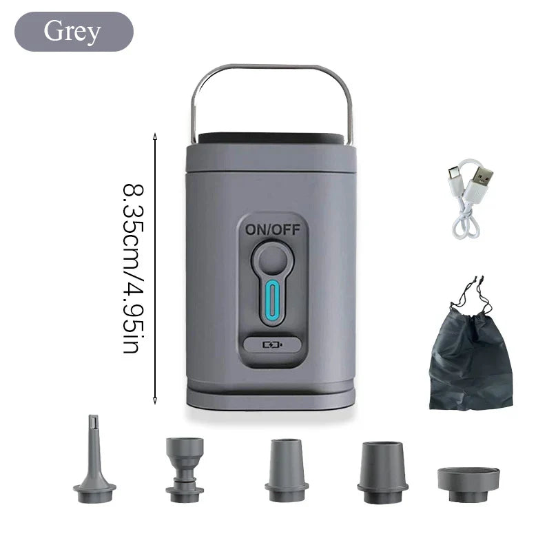 Maliben | Airbreezy Mini Air Pump | Ultra Compact & Usb-C Rechargeable | 5 Nozzles | 200l/Min Power