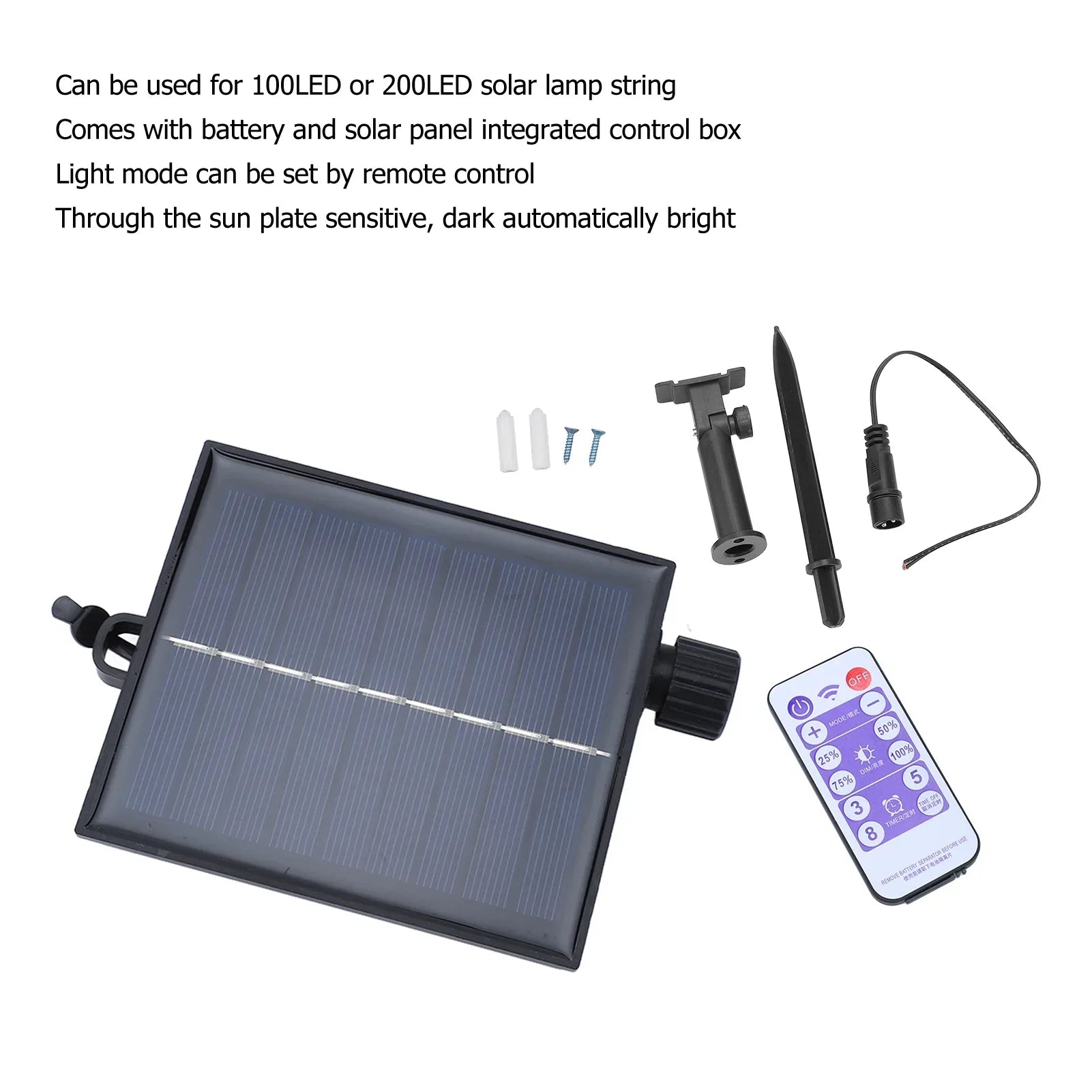 Maliben | Solvialux Solar Control Box For Fairy Lights | With Remote Control & 8 Modes | Dimmable & Waterproof Ip65