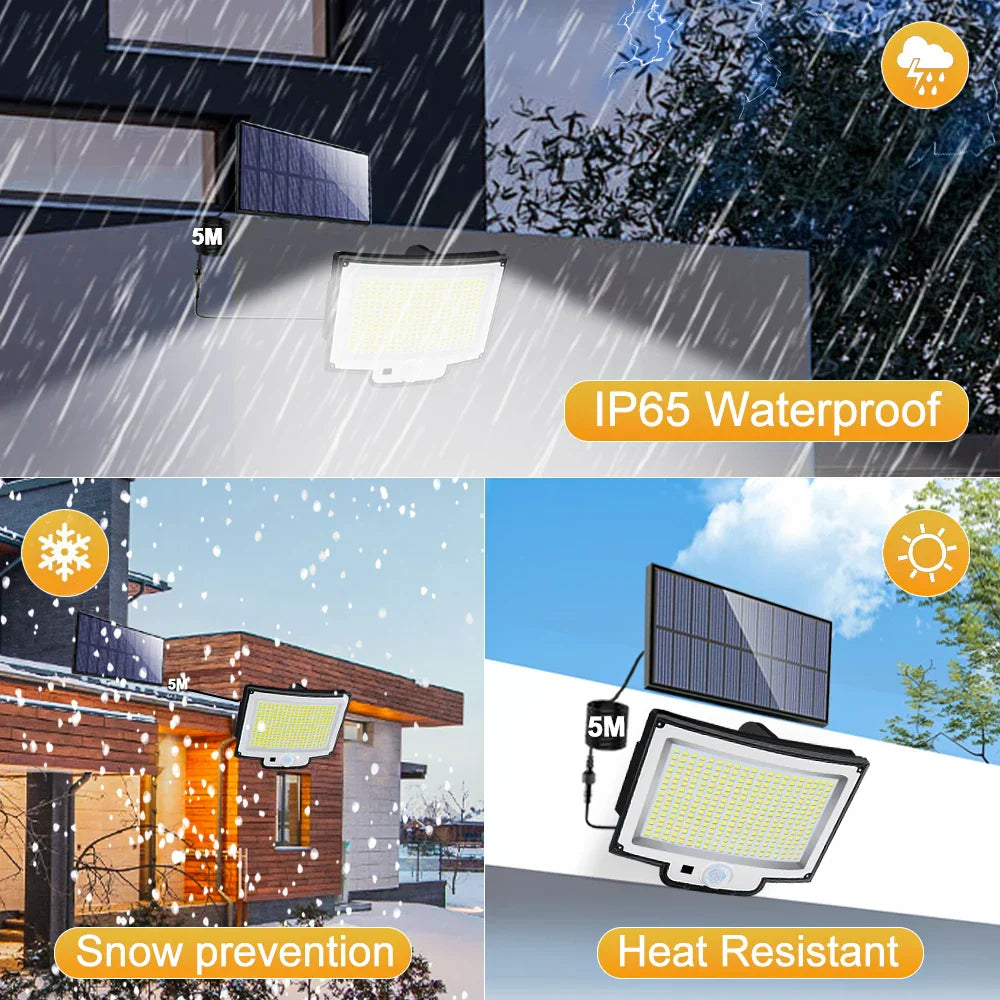 Maliben | Solar Wall Light Lumoguard 318led | Motion Sensor & 3 Lighting Modes | Ip65 Waterproof For Garden, Terrace & Fence