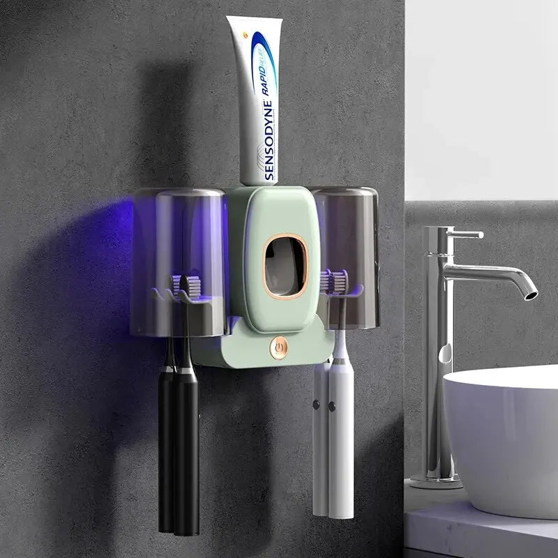 Maliben | Uv Toothbrush Holder Purebrush Uv | Sterilization With Uv Light | Automatic Toothpaste Dispenser | Wall Mounting Without Drilling