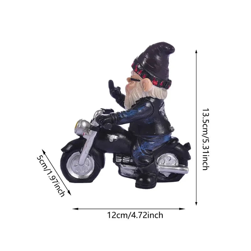 Maliben | Gnome On Motorcycle Resin Figure For Garden