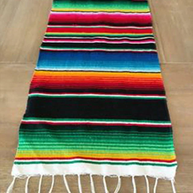 Maliben Colorful Mexican Serape Blanket
