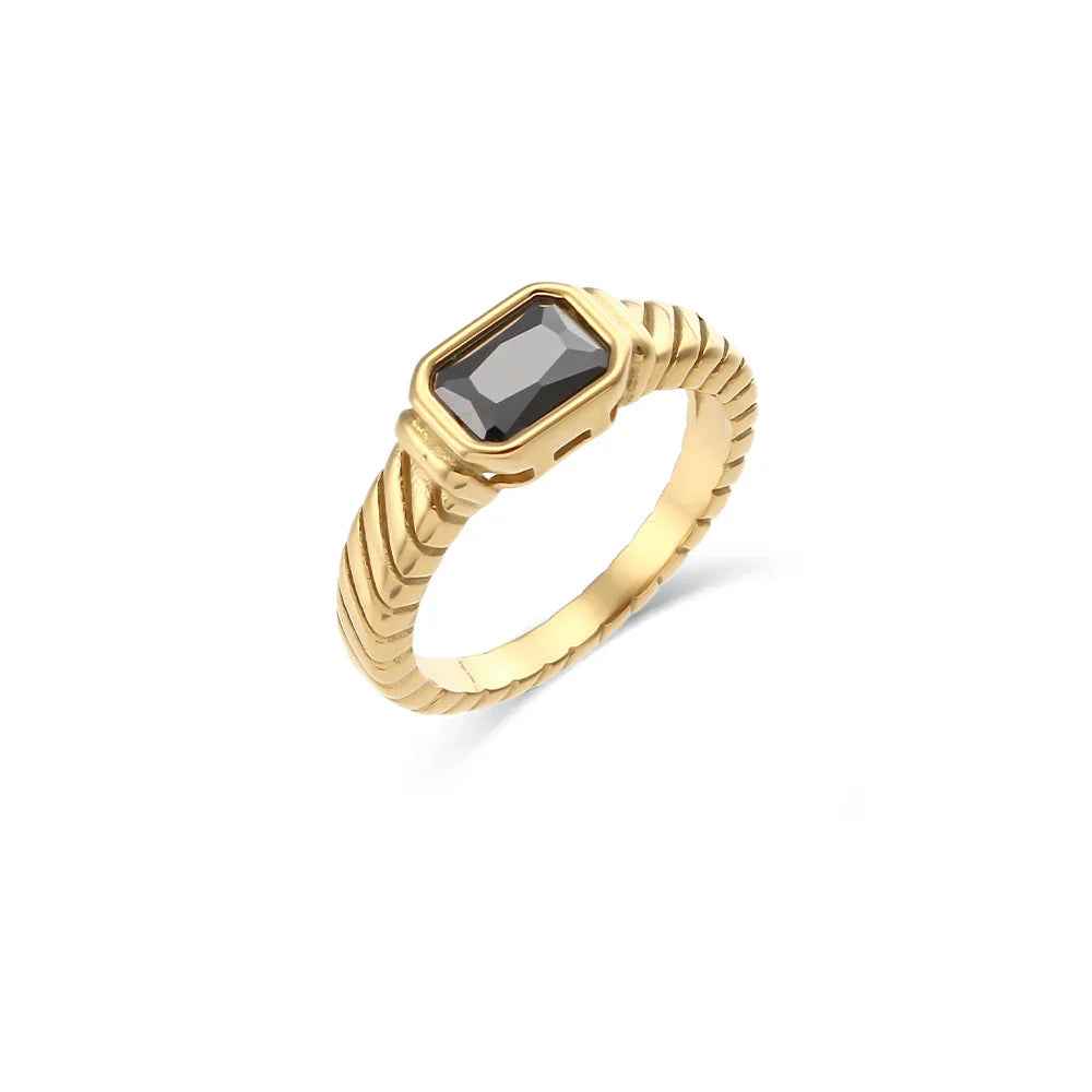Maliben | Cross Striped Baguette Diamond Ring