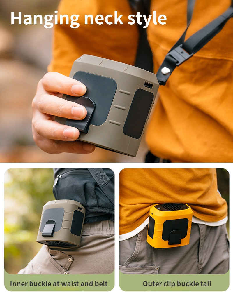 Maliben | Camping Rechargeable Neck Fan Power Bank