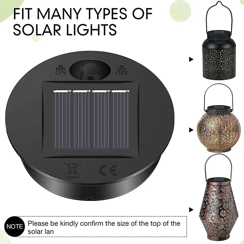 Maliben | Solaverna 6-Piece Set Solar Replacement Lids For Garden Lanterns | Ø 7 Cm | Led Lights With Solar Panel | Waterproof & Automatic
