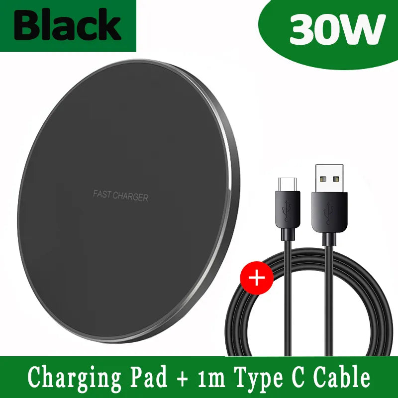 Maliben | 30w Fast Wireless Charging Pad | Premium Usb C Charging Cable Magsafe Charger For Apple Iphone, Samsung & Android - Fast Wireless Charging Pad