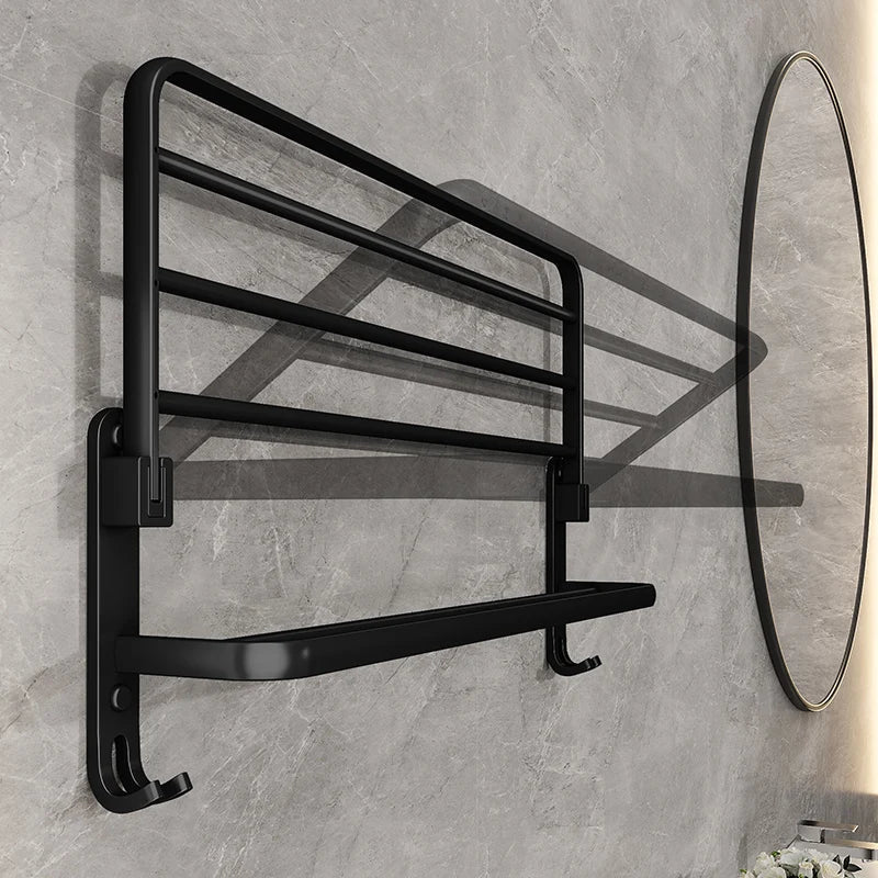 Maliben | Easytowel Foldable Towel Rack – Space-Saving & Stylish Black Wall-Mounted Bathroom Rack