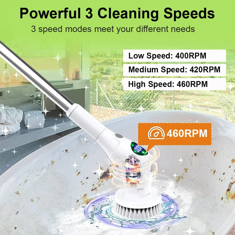 Maliben | SIngle Cleaning Solution: 8-in-1 Multifunctional Electric Cleaning Brush - Wireless And Rotating For Bathroom, Kitchen, Windows, And Toilet
