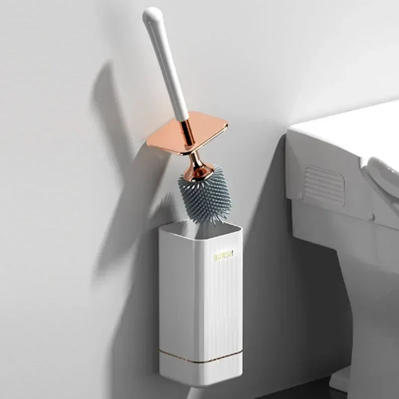 Maliben | Cleanflex Toilet Brush Set | Wall-Mounted Without Drilling | Deep Cleaning With Soft Tpr Bristles