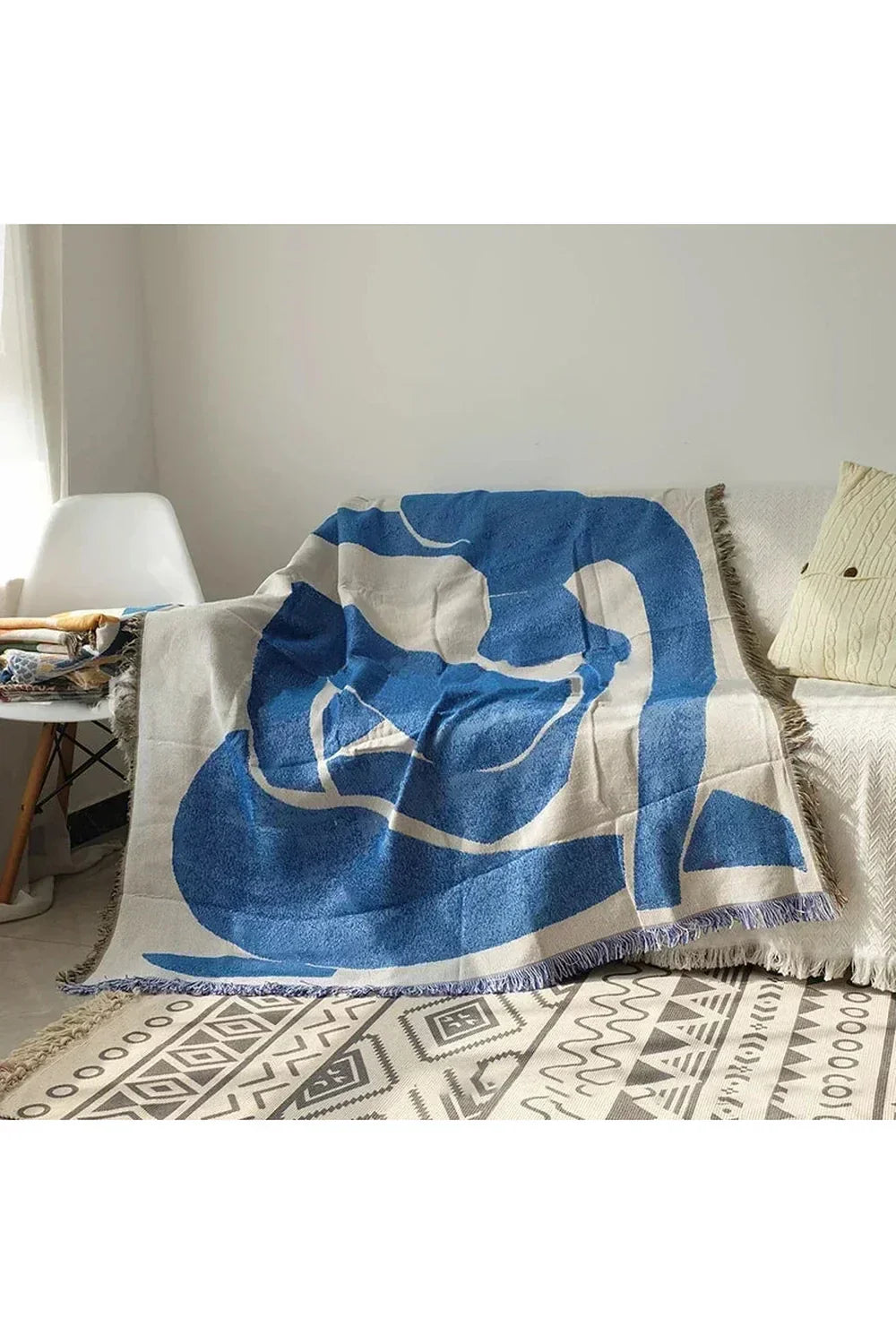 Maliben Abstract Blue Muse Blanket