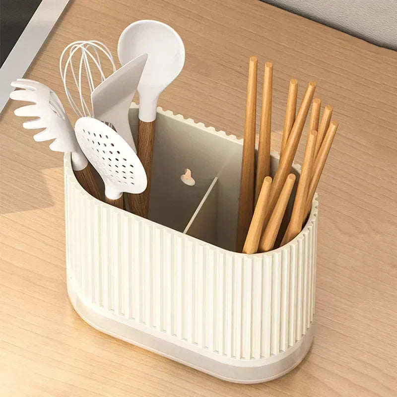 Maliben | Cutlery Organizer Duo | Wall-Mountable Cutlery Holder | No Drilling | Draining Function | 16.5 × 8.5 × 12.5 Cm