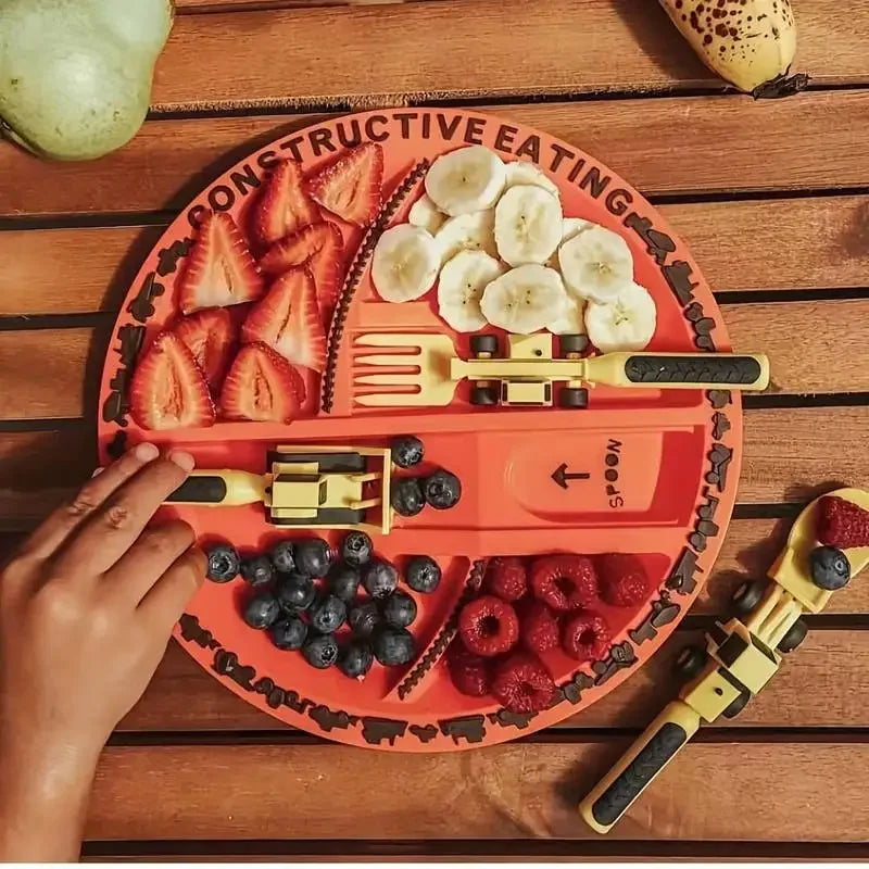 Maliben | Build & Bite | Eating Pleasure For Little Builders - Playful Children's Cutlery Set