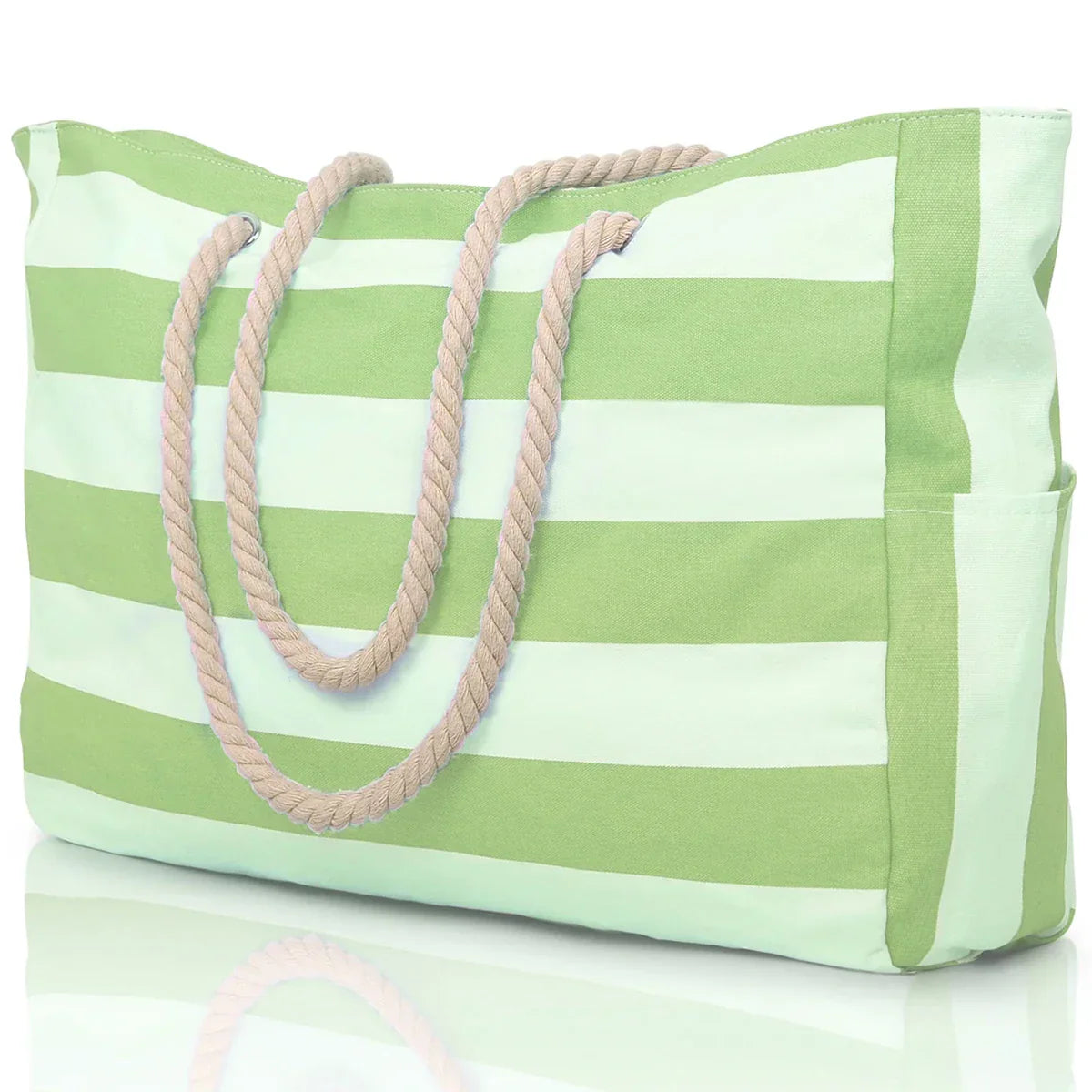 Maliben | Marivalis Striped Beach Bag With Zipper | Foldable & Waterproof | Sand Resistant Canvas | For Travel & Vacation