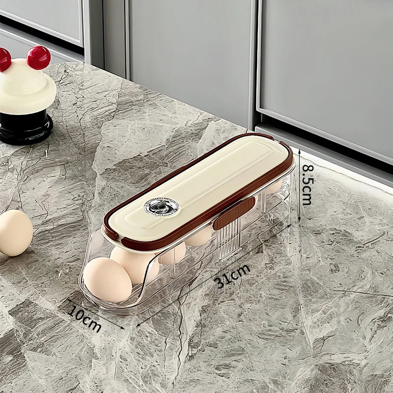 Maliben | Rollegg Max | Automatic Egg Holder For The Refrigerator | Stackable Egg Organizer Made Of Clear Plastic