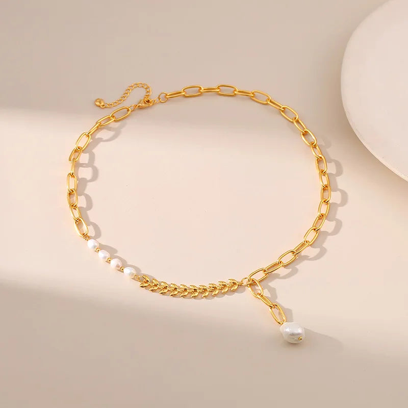 Maliben | 18k Minimal Mix Chain Lariat Necklace