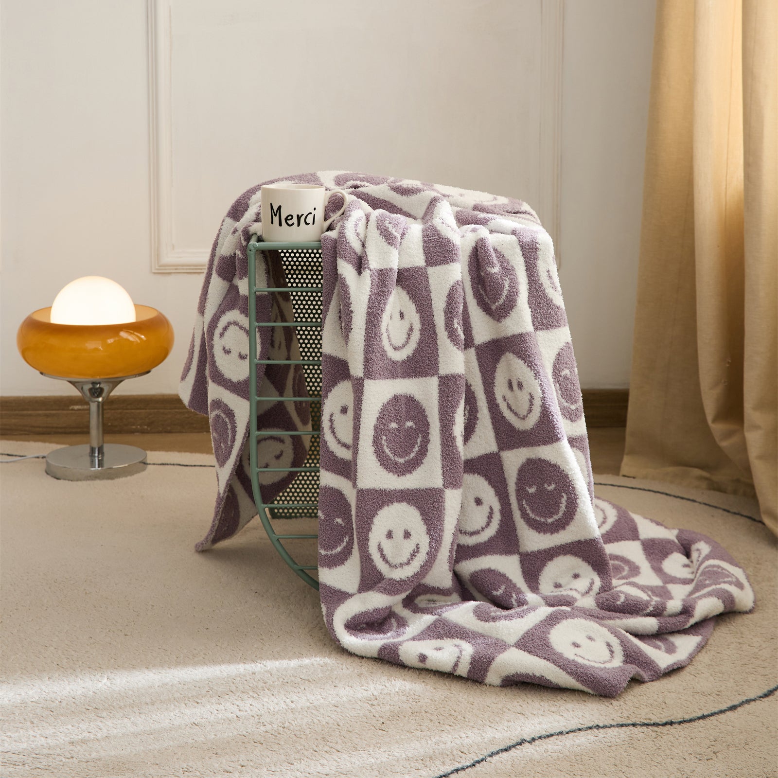 Smiley Checked Blanket — Maliben home decor