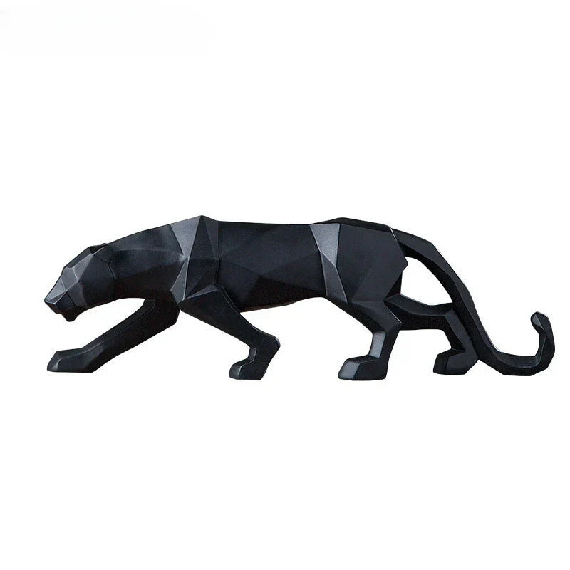 Maliben | Panther Statue, Animal Figure, Abstract Geometric Style, Resin, Leopard Sculpture, Home Office, Desktop Decoration, Crafts