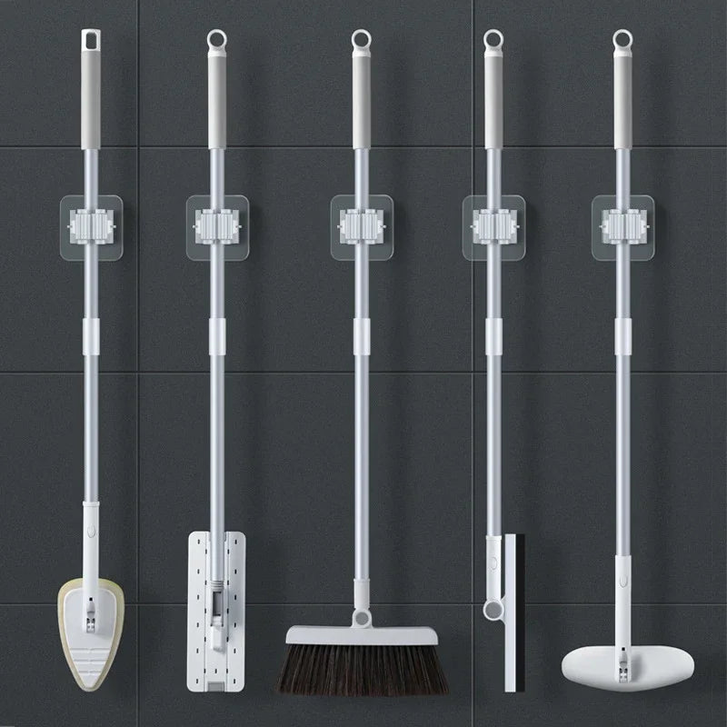 Maliben | Mop Holder Fixogrip | Self-Adhesive & WaterproOf | Wall Mount Without Drilling | Set of 4