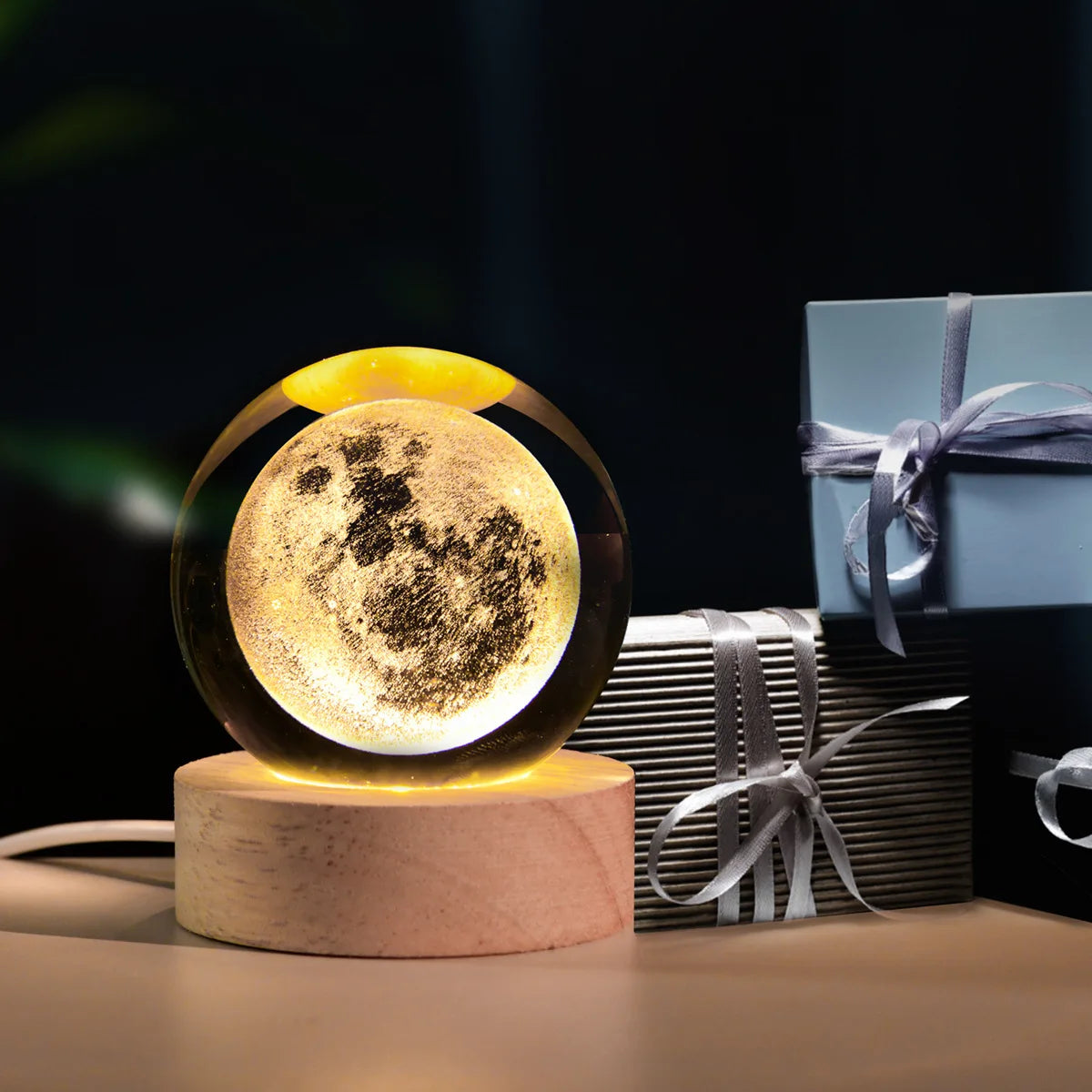 Maliben | Astranova Galaxy Night Light | Led Crystal Ball With Milky Way Design | Warm White Light | Creative Gift For Kids & Adults