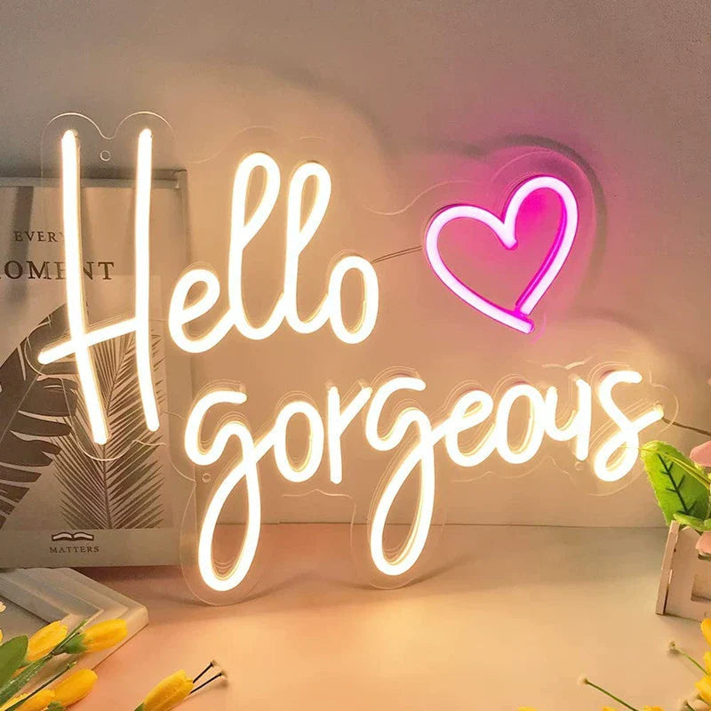 New Led Backboard Neon Light "Hello Gorgeous"