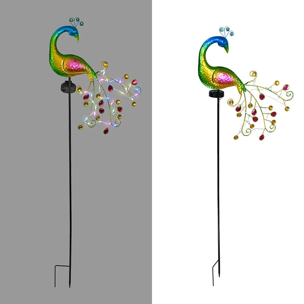 Solar Peacock Garden Light, Iron Art Yard Decoration
