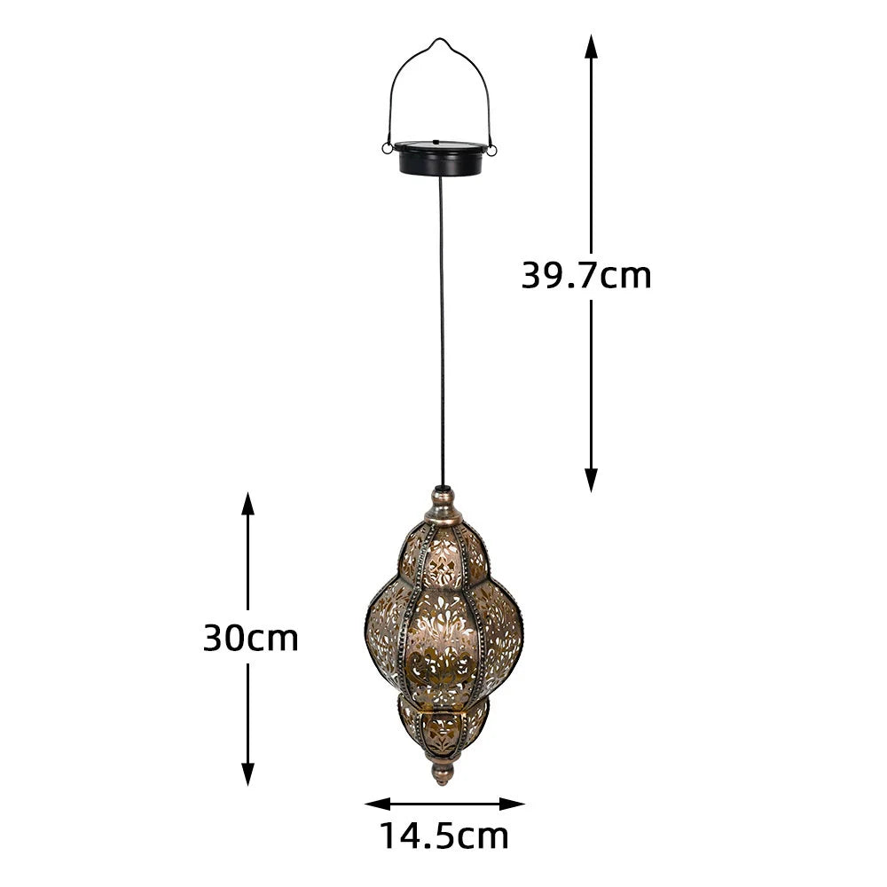 Solar Hanging Light Outdoor Hollow Baroque Projection Lamp, Waterproof Moroccan Garden Lamp