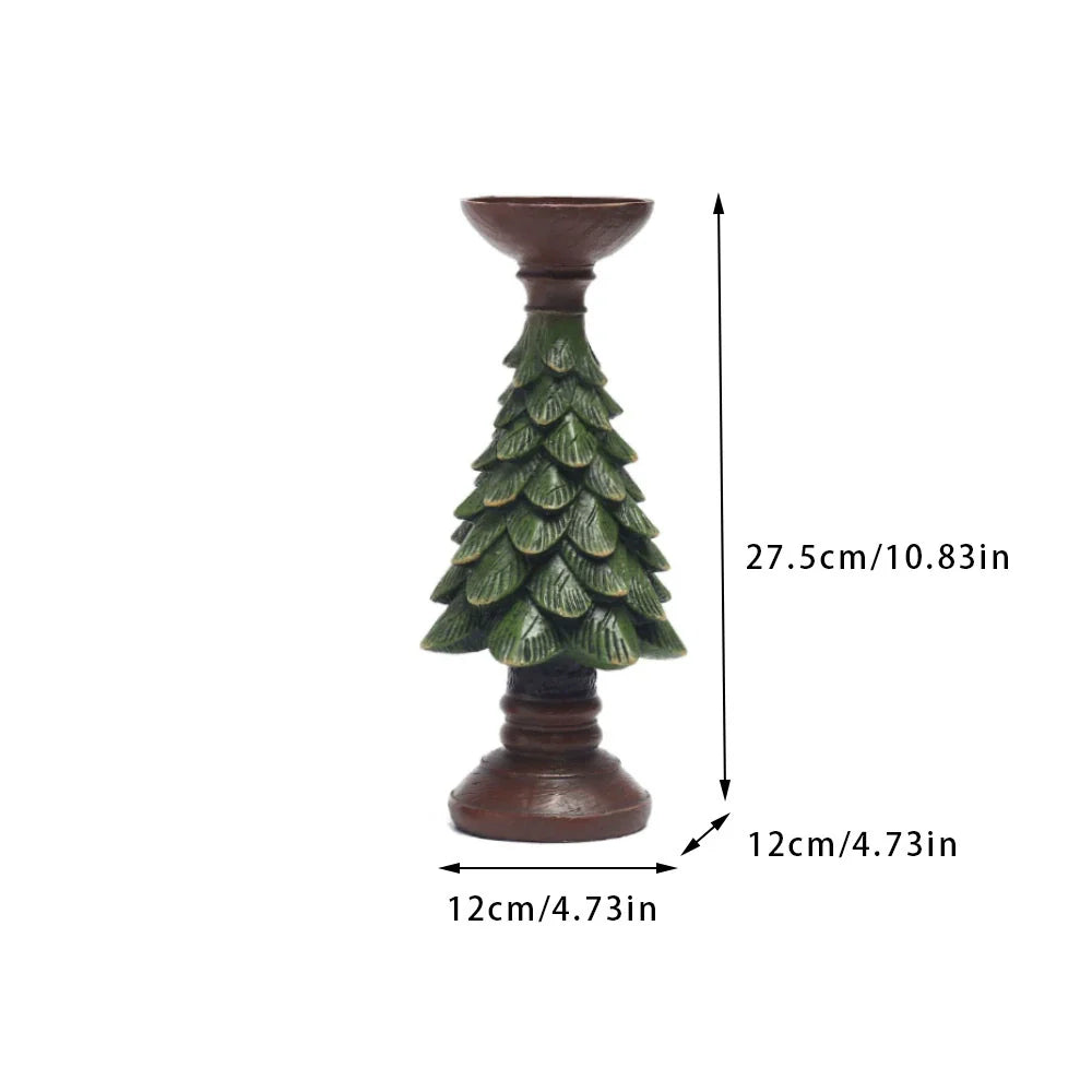 Green Cedar Christmas Tree Candle Holder Ornament