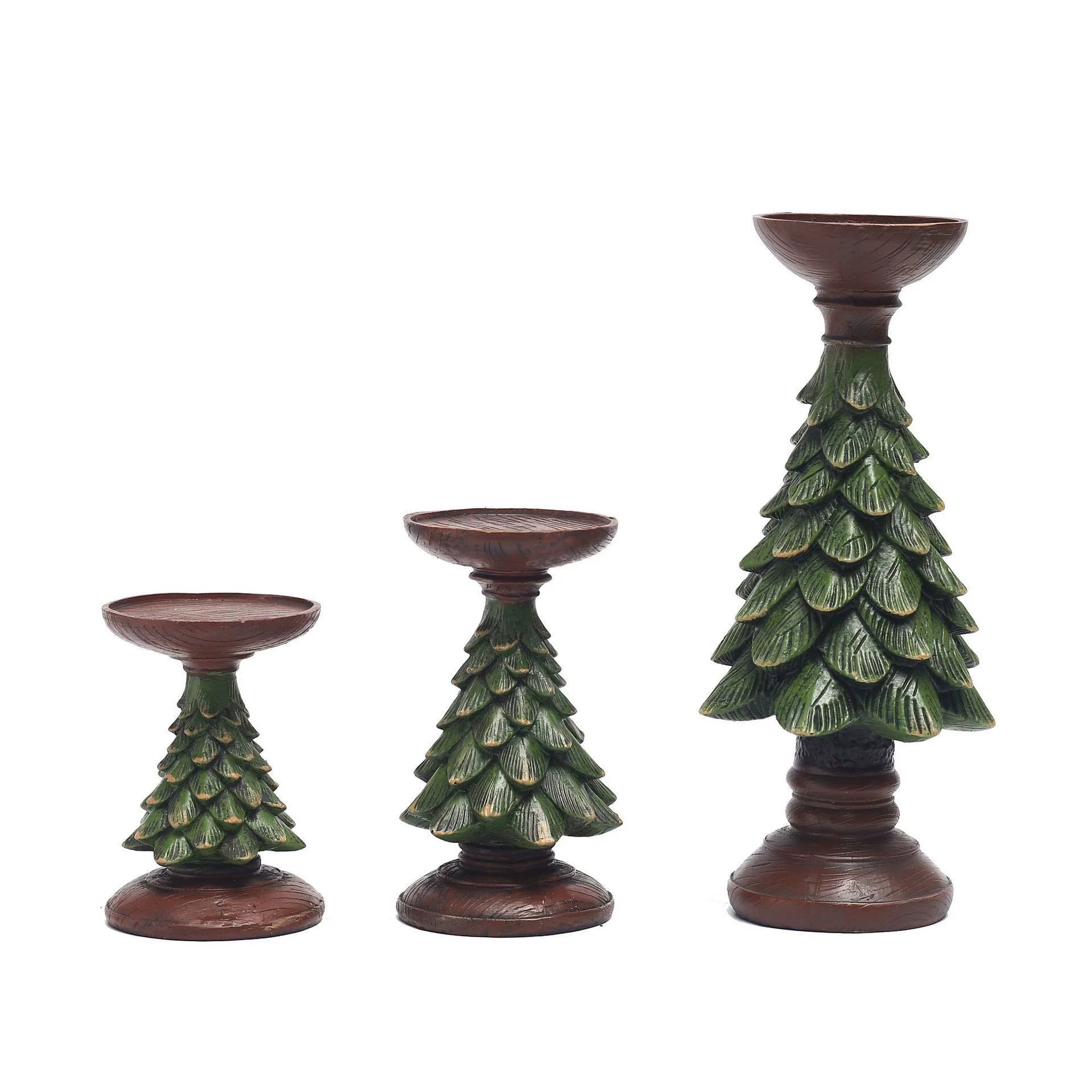 Green Cedar Christmas Tree Candle Holder Ornament