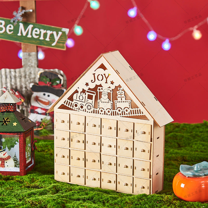 Wooden Led Light Up Christmas Advent Calendar