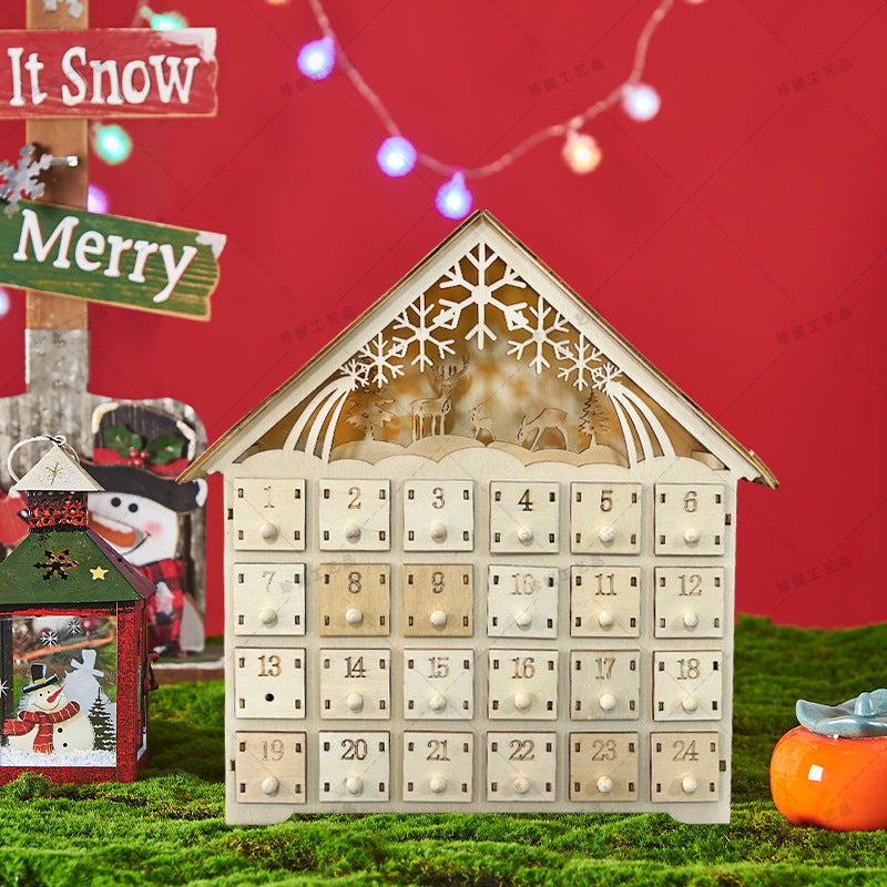 Wooden Led Light Up Christmas Advent Calendar