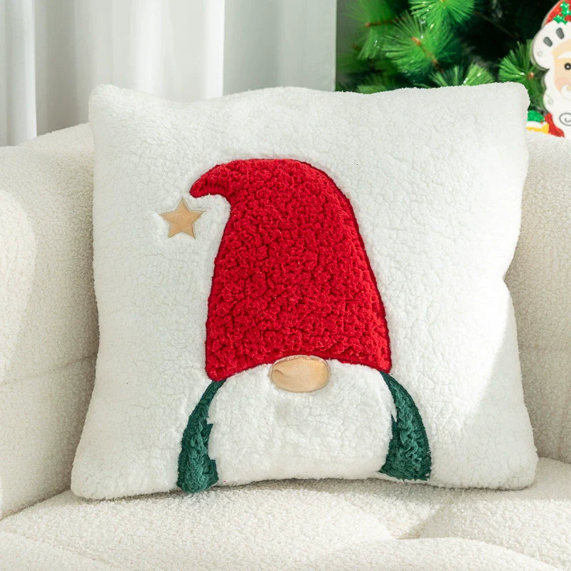 Flannel Embroidered Santa Claus Throw Pillow