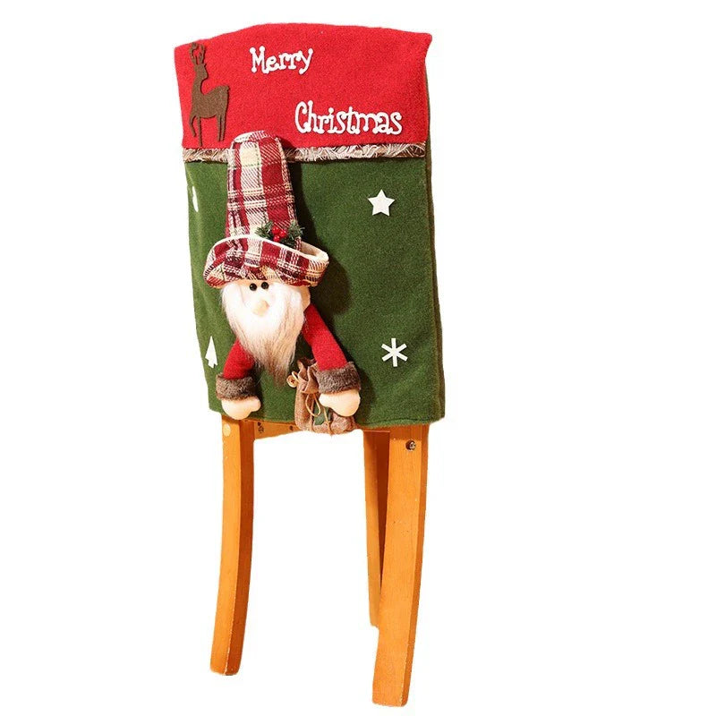 3d Plush Santa Snowman Dining Chair Cover