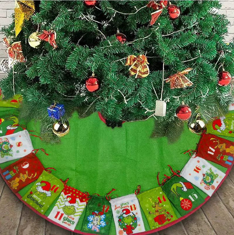 Grinch Christmas Tree Skirt Countdown Gift Bag