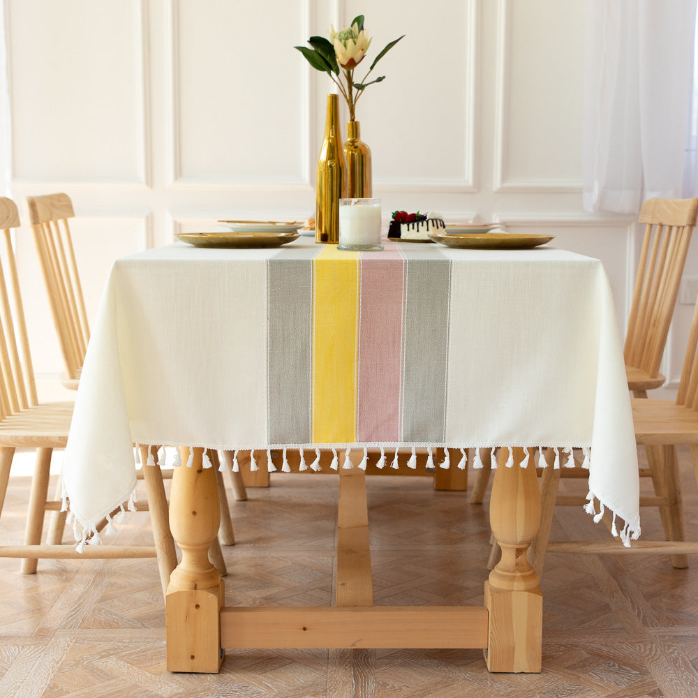 Maliben | Waterproof Oil-resistant Rectangular Tablecloth Cotton Linen Wrinkle-resistant Tablecloth for Kitchen Dining Room Buffet Party