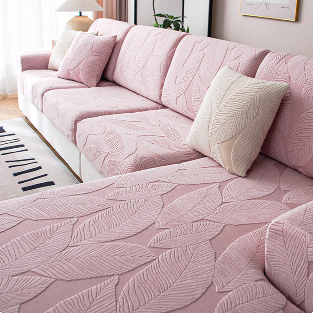 Maliben | Modern Leaf Jacquard Waterproof Anti-Scratch Stretch Full Cover Sofa Cover