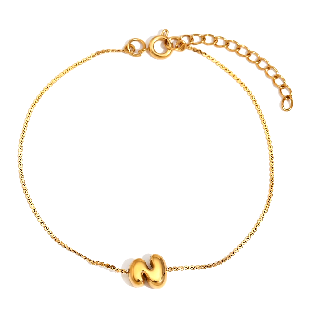 Maliben | Dainty Bubble Letter Initial Bracelet
