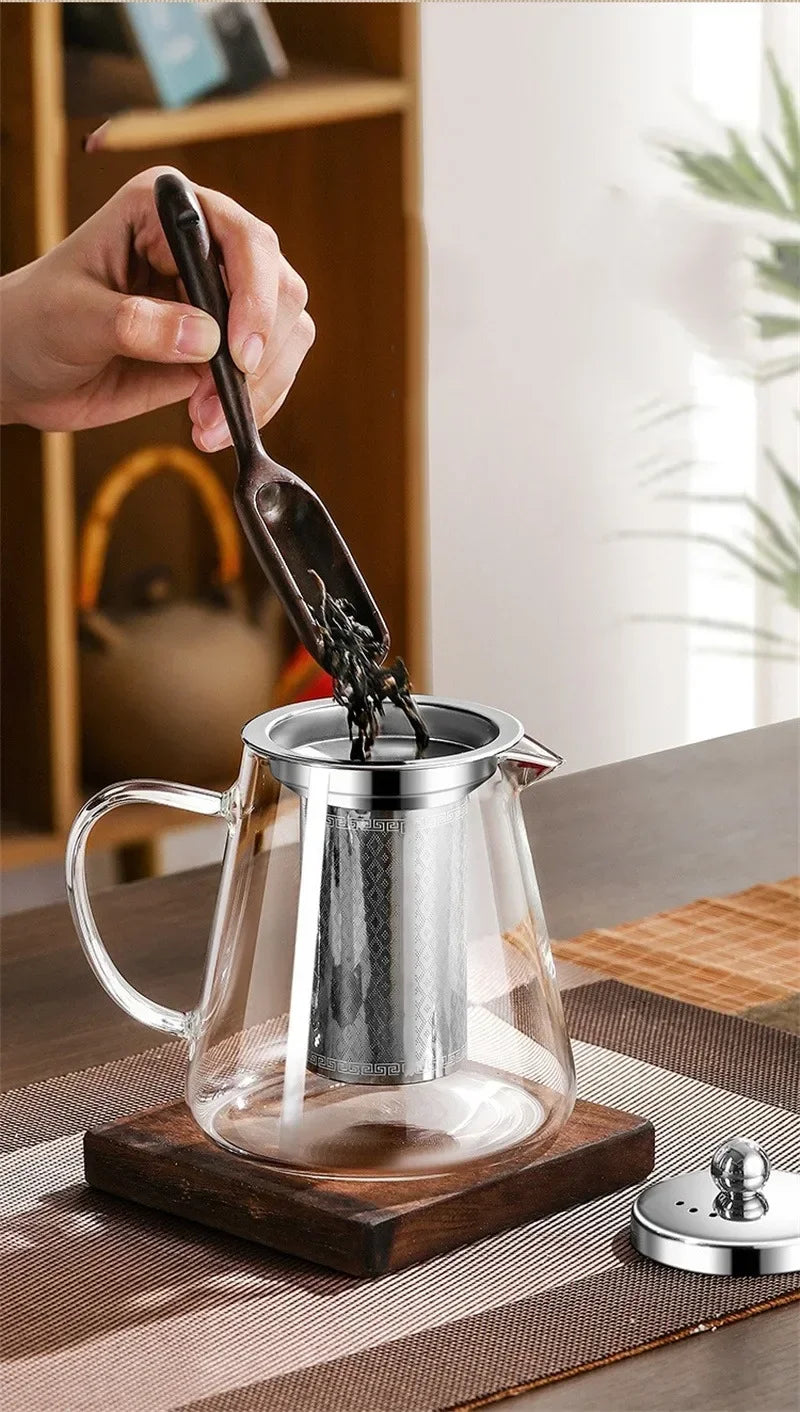 Maliben | 450ml-950ml Heat Resistant Glass Teapot – Stainless Steel Tea Filter, Flower Kettle For Kung Fu Tea, Puer And Oolong Tea