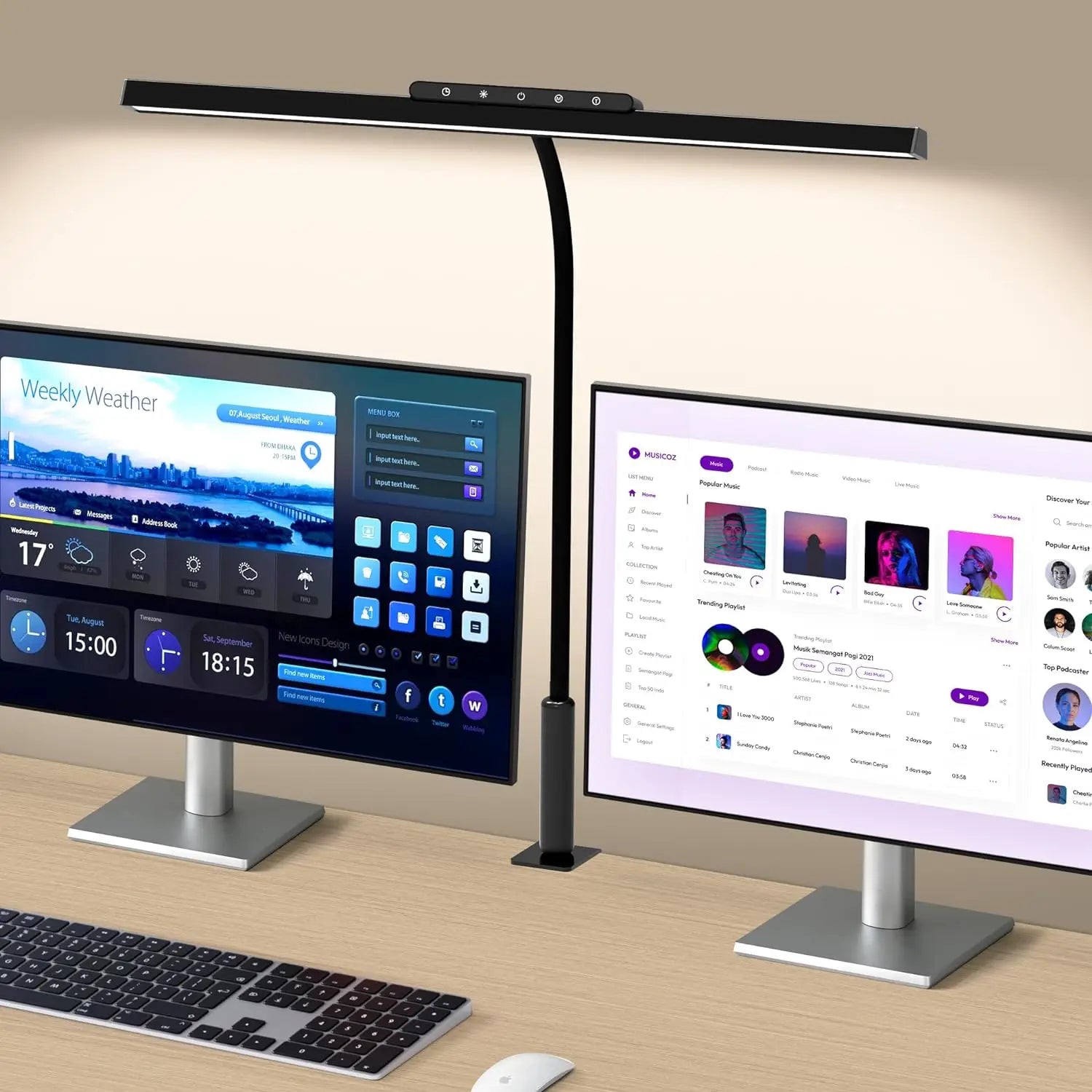 Maliben | Lumavue Led Desk Lamp With Clamp | Extra Wide Illumination | Stepless Dimmable & Adjustable Color Temperature | For Home Office & Screen Workstation