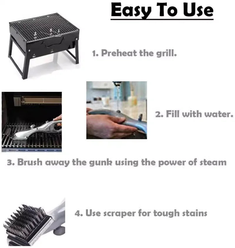 Maliben | Grillmaster Bbq Cleaning Brush | Effective Steam Cleaning | With Scraper & Rust Protection