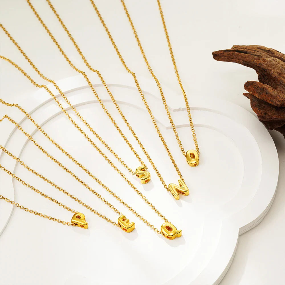 Maliben | Dainty Bubble Letter Initial Necklace