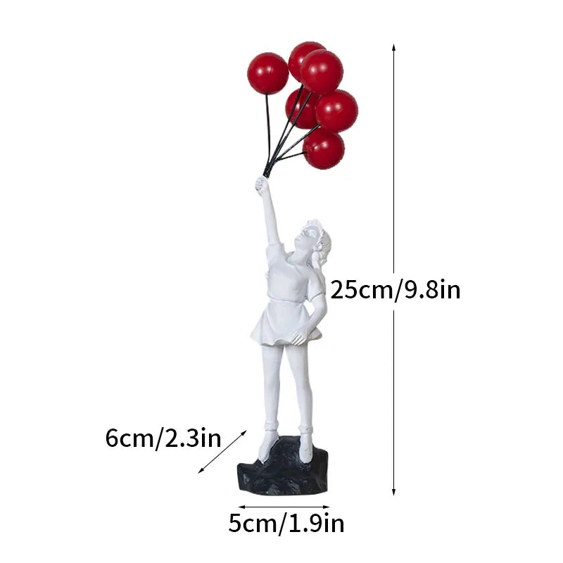 Maliben | Artify Banksy Sculpture Collection | Flower Thrower & Balloon Girl | Pop Art Figures | Modern Office & Home Decoration