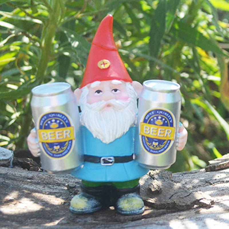 Maliben | Drunken Gnome With Beer Funny Figurine For Garden And Home Decoration