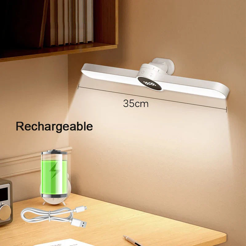 Maliben | Led Desk Lamp Clariomag | With Clock & Alarm | Magnetic & Usb Rechargeable | Steplessly Dimmable | 35 Cm