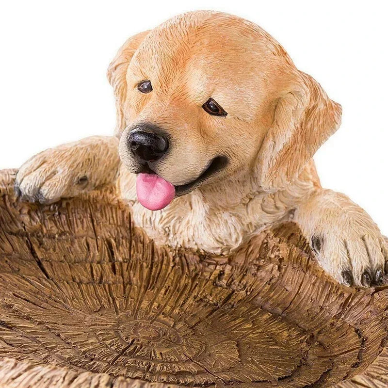 Maliben | Golden Retriever Puppy Bird Bath Garden Statue
