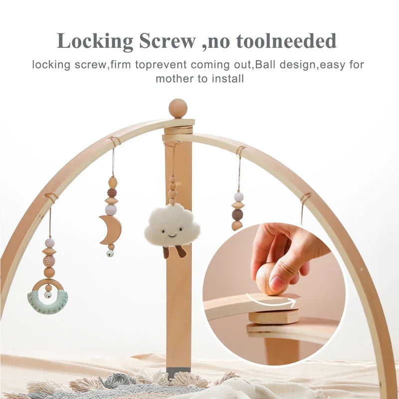 Maliben | Baby Activity Arch Made Of Wood – With Hanging Toys For Babies
