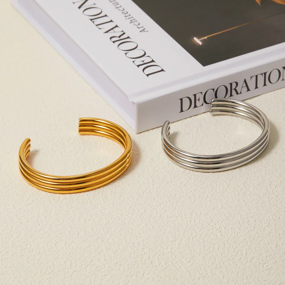 Maliben | 18k Triple Ribbed Bangle Bracelet