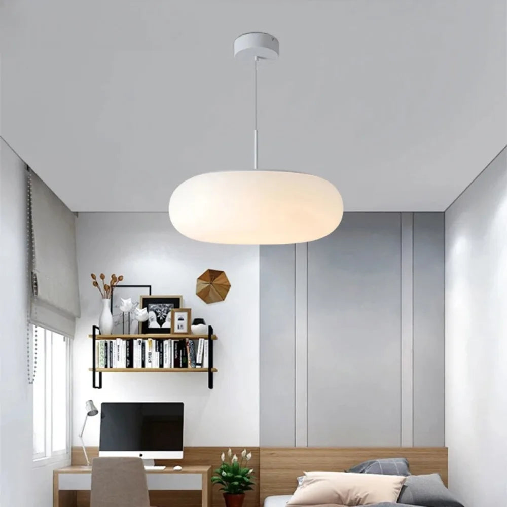 Maliben | Modern Cream Pendant Lamp In Simple Chandelier Style With Warm Led Lighting
